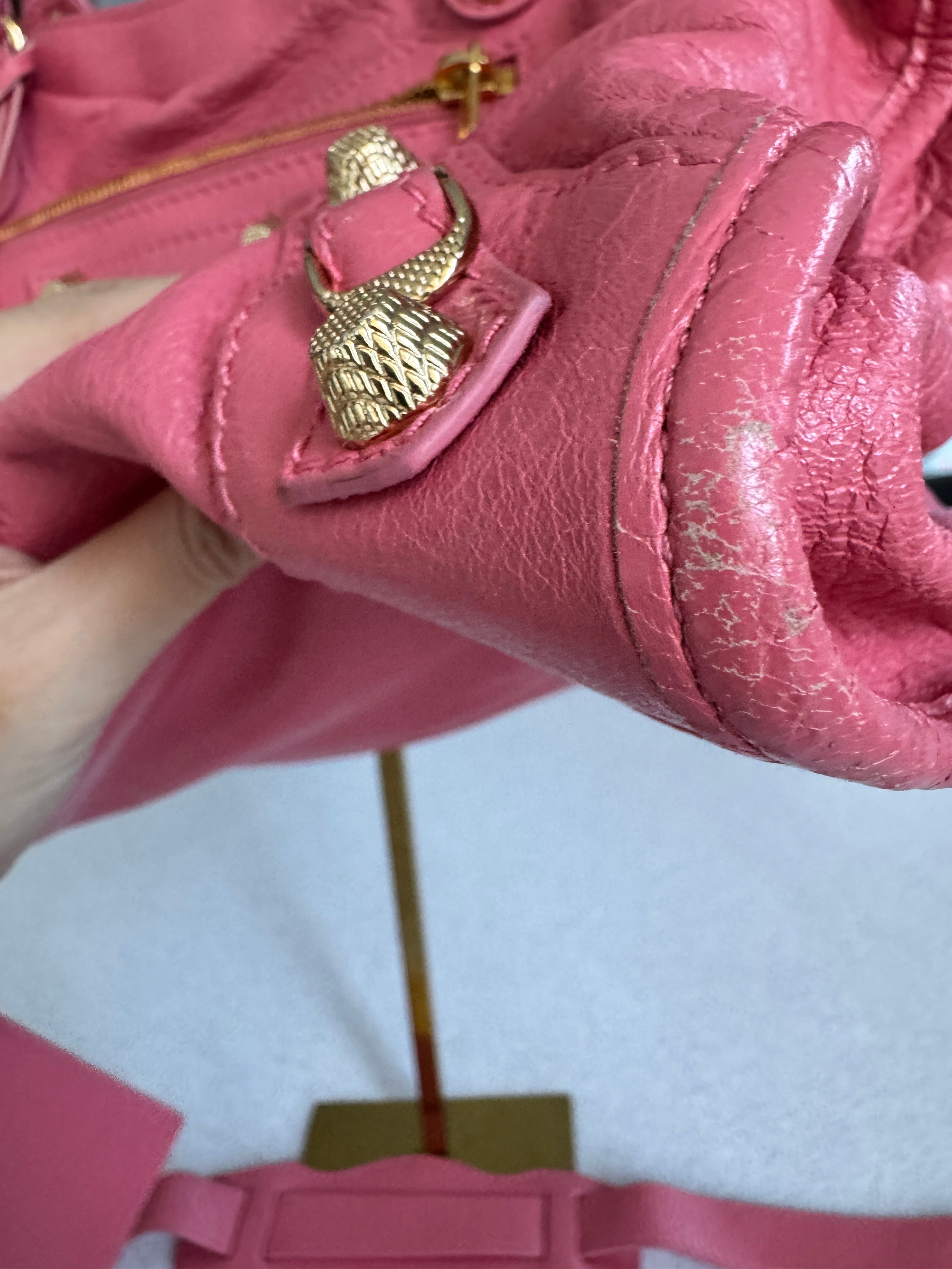 Balenciaga — Classic City Bag Rose / Pleine Fleur Aniline · Gold-Tone Hardware · with Mirror & Strap