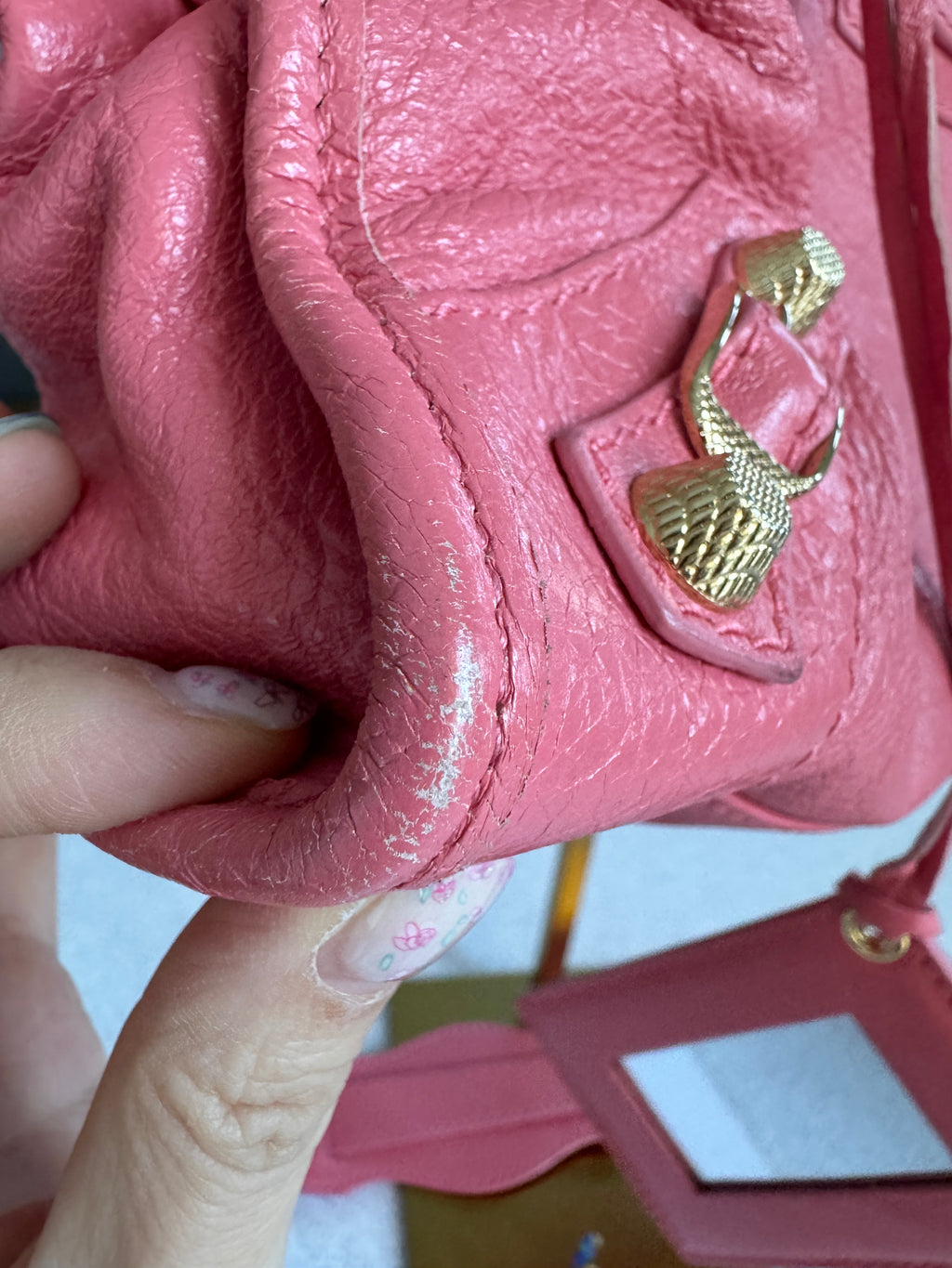 Balenciaga — Classic City Bag Rose / Pleine Fleur Aniline · Gold-Tone Hardware · with Mirror & Strap