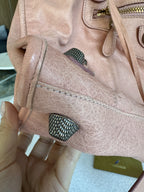 Balenciaga — Classic Work Bag Dusty Rose / Antique Rose · Aged Brass Giant Studs · Serial 173080 5741