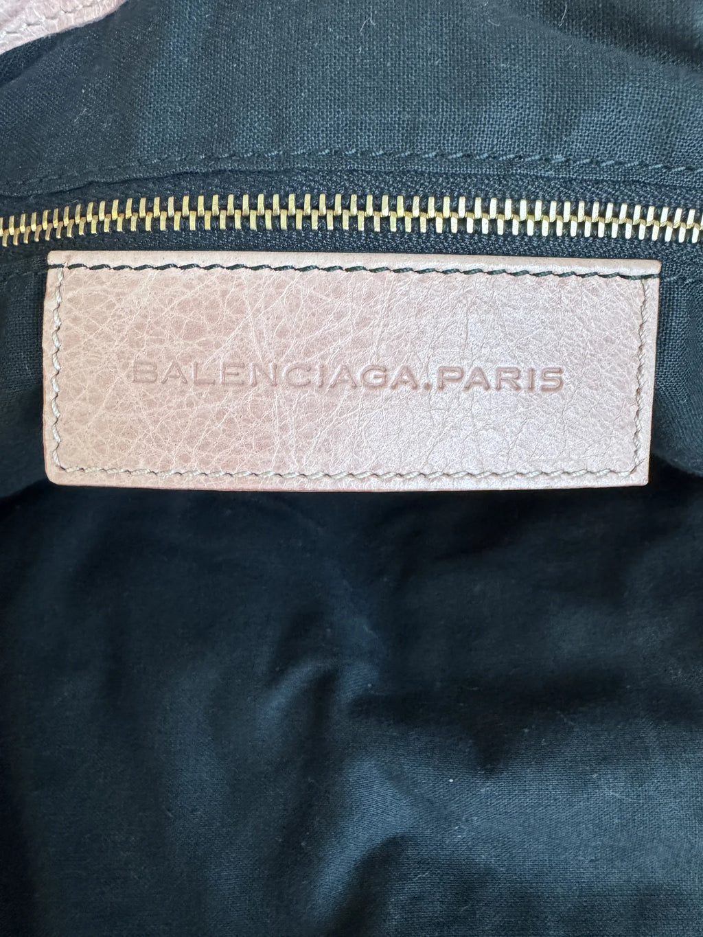 Balenciaga — Classic Work Bag Dusty Rose / Antique Rose · Aged Brass Giant Studs · Serial 173080 5741