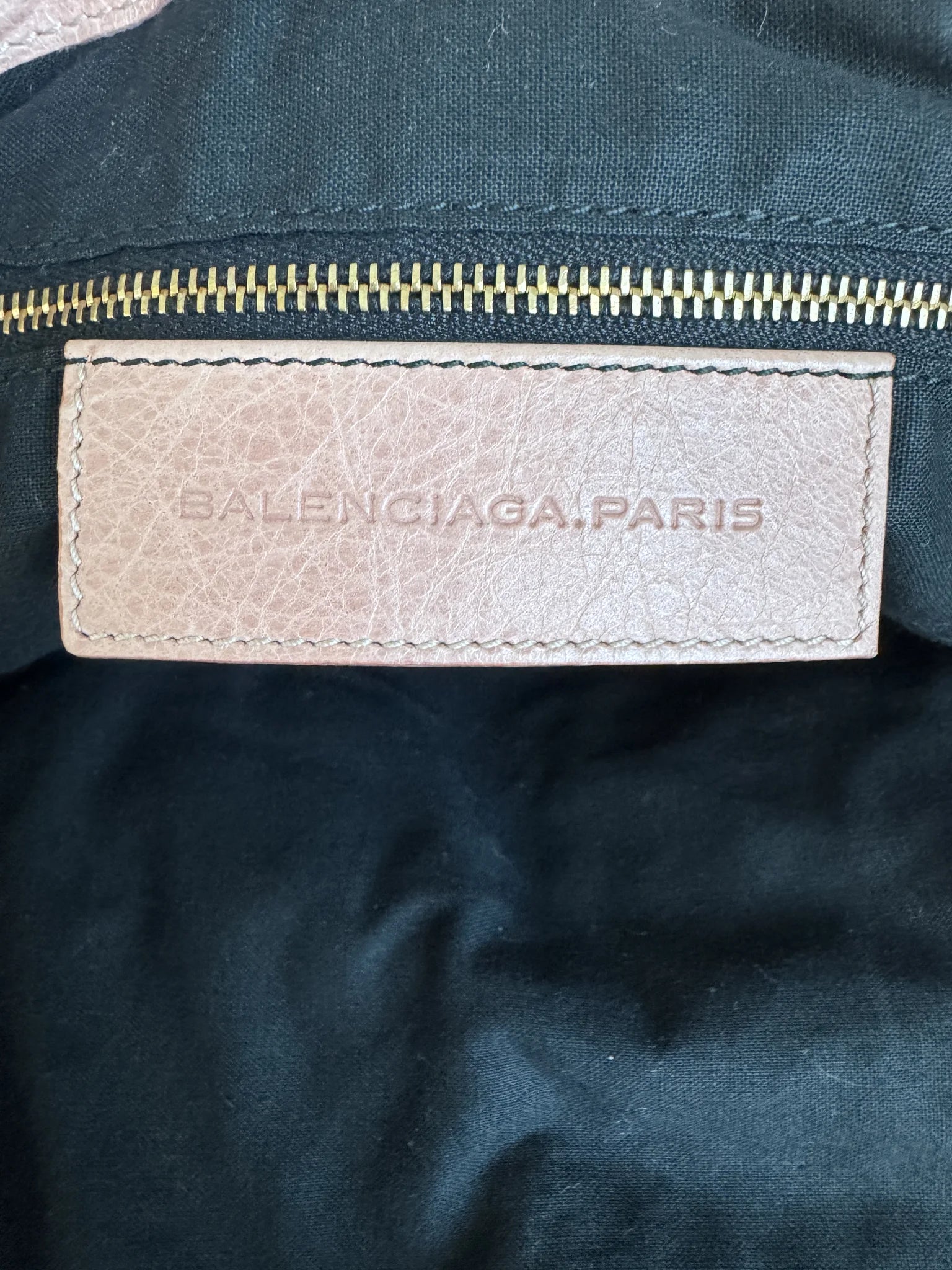 Balenciaga — Classic Work Bag Dusty Rose / Antique Rose · Aged Brass Giant Studs · Serial 173080 5741