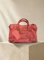 Balenciaga — Classic City Bag Rose / Pleine Fleur Aniline · Gold-Tone Hardware · with Mirror & Strap
