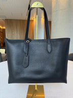 Burberry — Large Shopper Tote Black · Calf Split Leather · Nova Check Lining · Made in Italy
