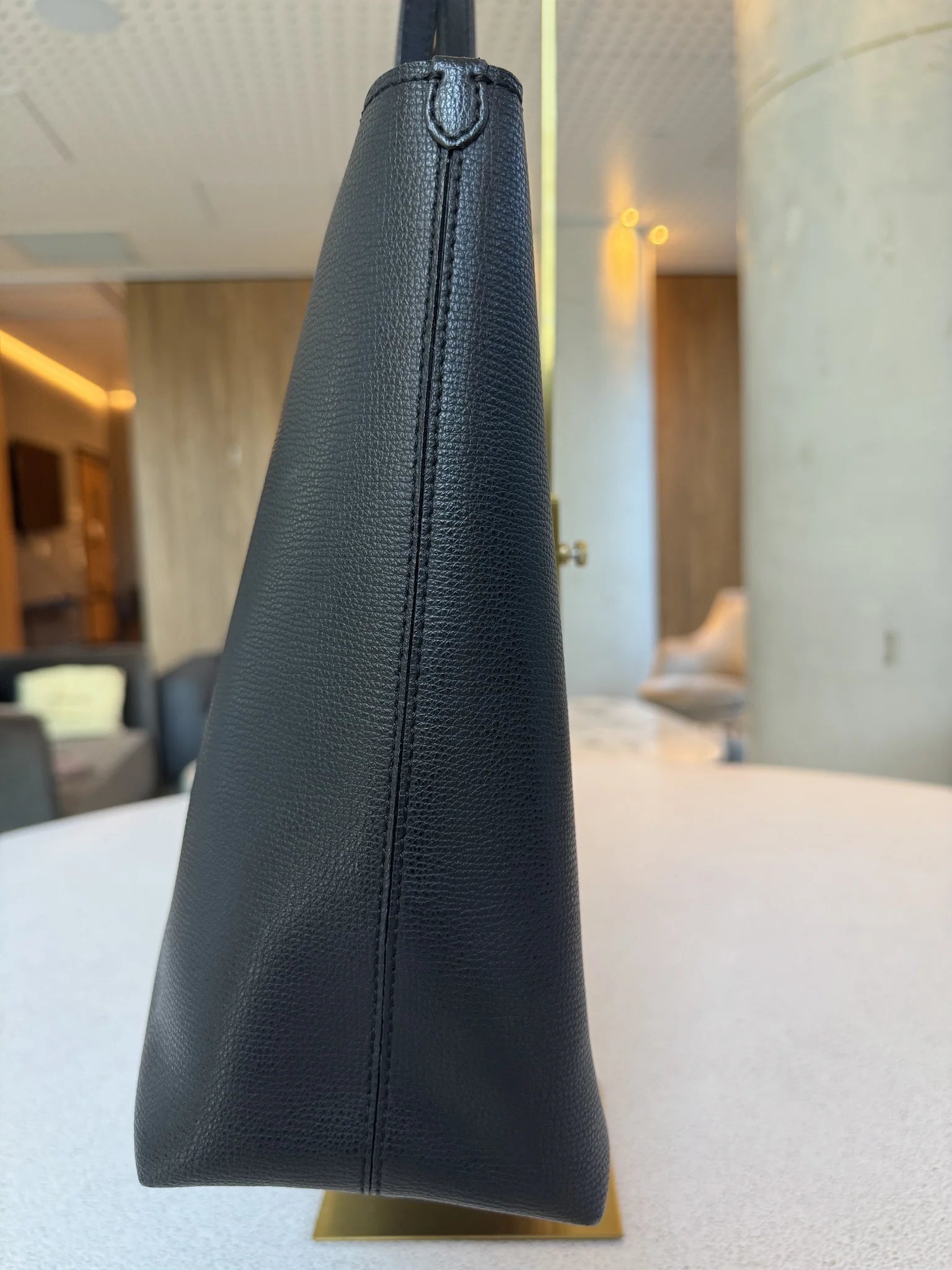 Burberry — Large Shopper Tote Black · Calf Split Leather · Nova Check Lining · Made in Italy