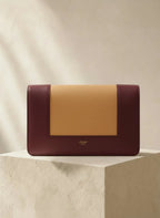 Céline — Classic Box Bag Bicolor Bordeaux & Nude · Gold-Tone Push-Lock Clasp · Phoebe Philo Era · Made in Italy