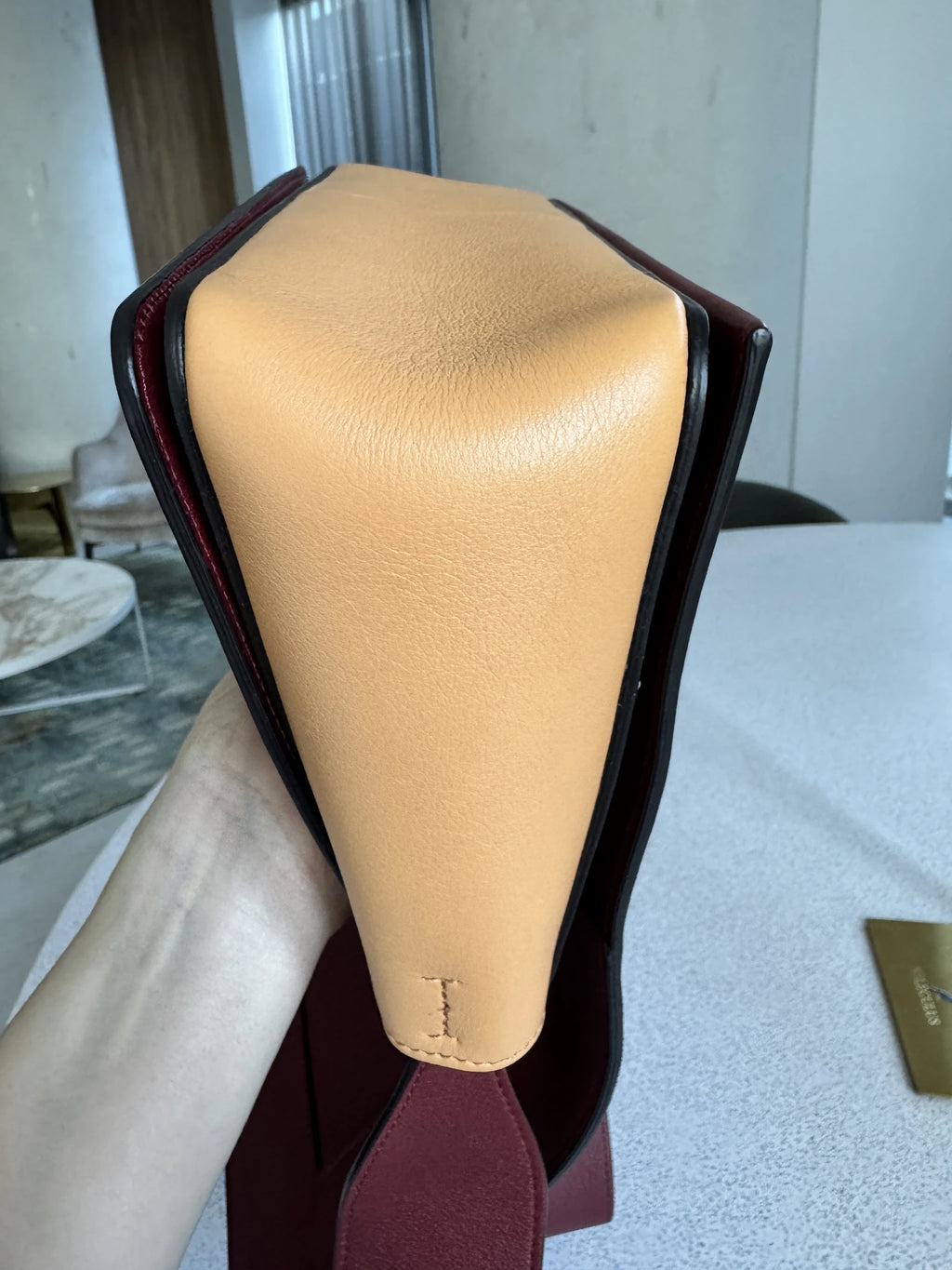 Céline — Classic Box Bag Bicolor Bordeaux & Nude · Gold-Tone Push-Lock Clasp · Phoebe Philo Era · Made in Italy