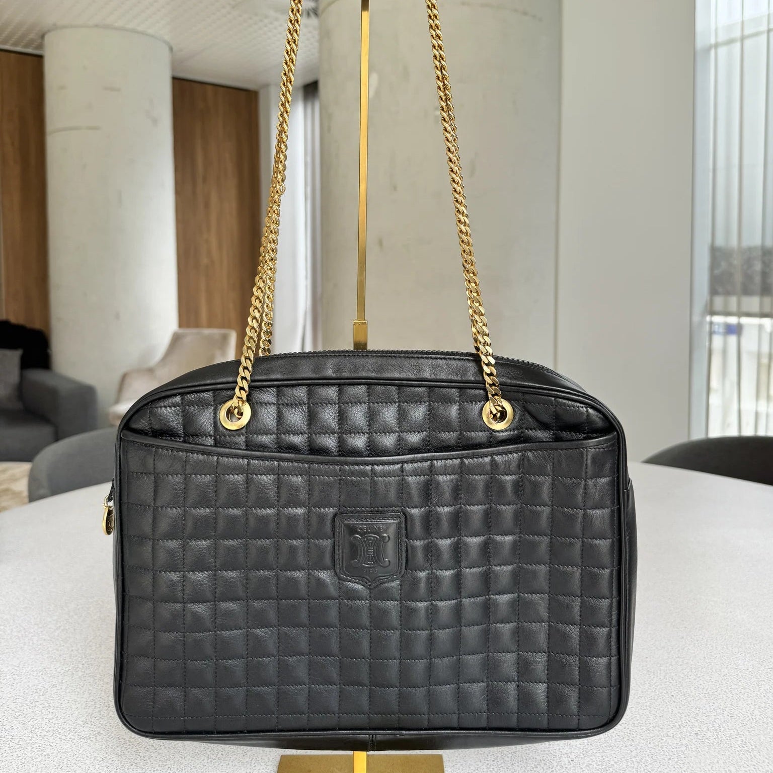 Céline — Vintage Square-Quilted Chain Shoulder Bag Noir · Lambskin · Paris