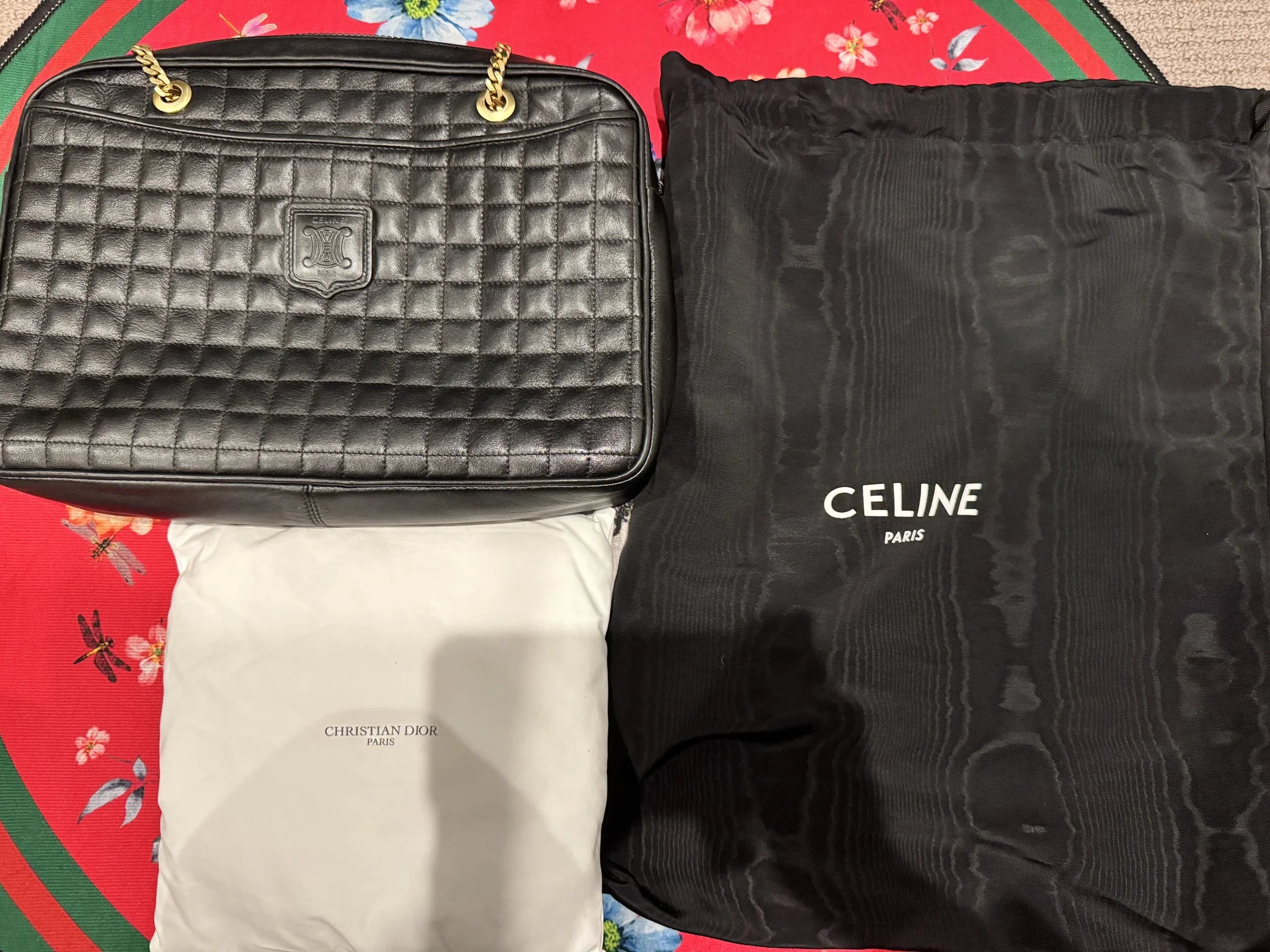 Céline — Vintage Square-Quilted Chain Shoulder Bag Noir · Lambskin · Paris