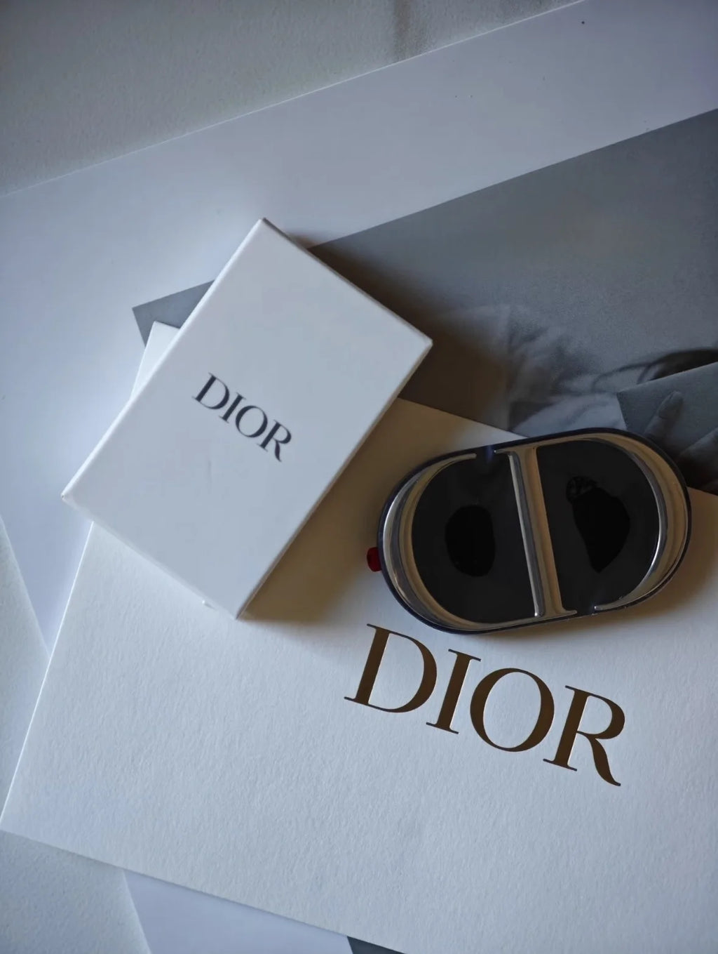 Dior — Double Mirror Black Lacquer · Silver CD Hardware · Brand New with Box
