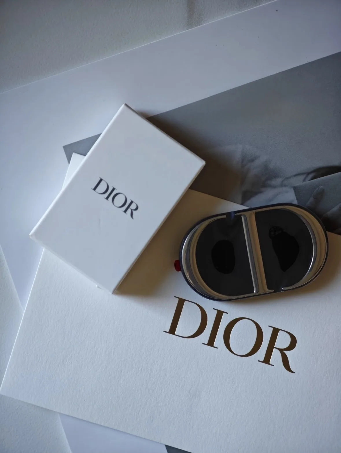 Dior — Double Mirror Black Lacquer · Silver CD Hardware · Brand New with Box