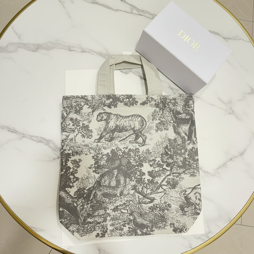 Authentic Christian Dior Toile de Jouy Canvas Tote