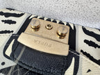 Furla — Metropolis Mini Crossbody Ivory & Black · Tiger-Print Embossed Leather · Made in Italy