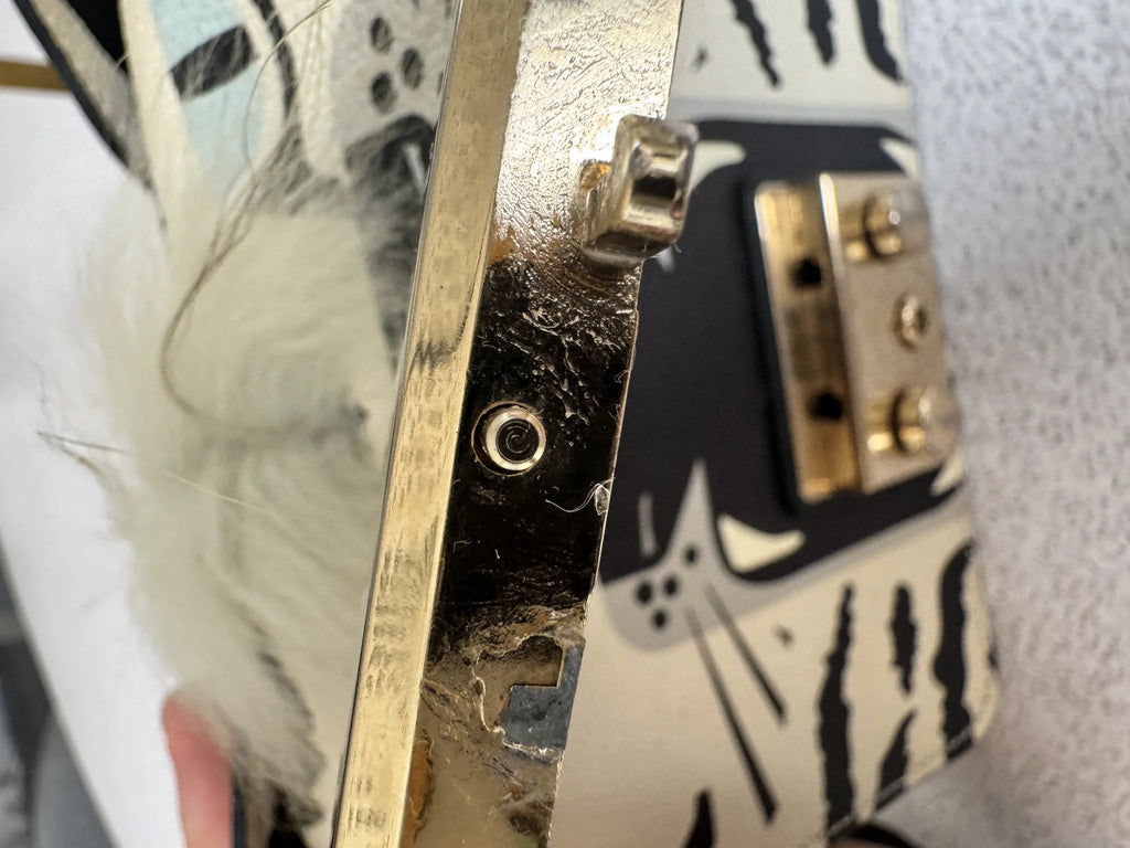 Furla — Metropolis Mini Crossbody Ivory & Black · Tiger-Print Embossed Leather · Made in Italy