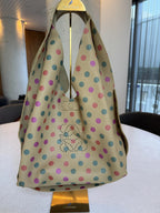 Loewe — Large Reversible Hobo Sand + Multicolour Metallic Polka Dot · Printed Calfskin / Suede · Made in Spain
