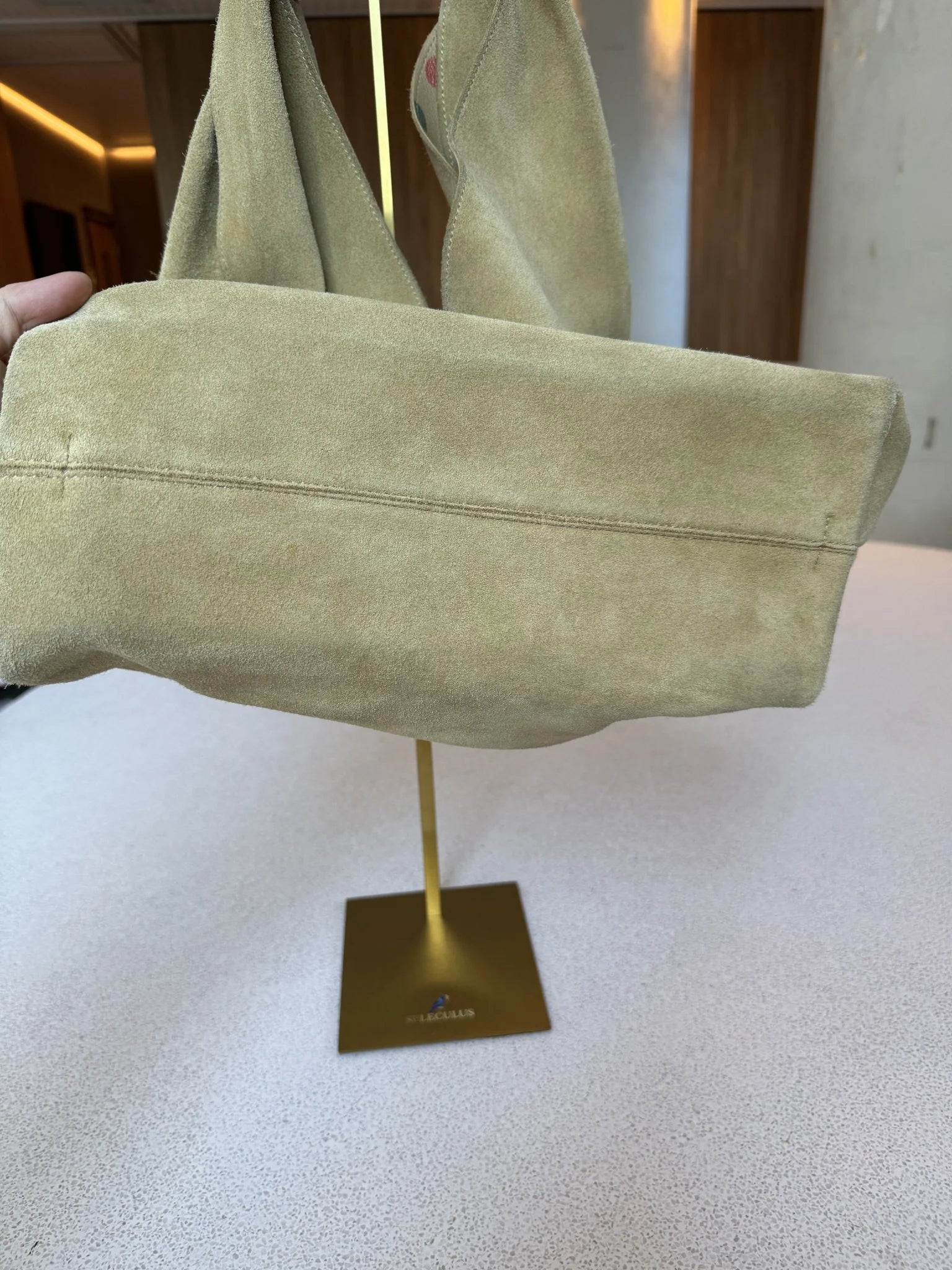 Loewe — Large Reversible Hobo Sand + Multicolour Metallic Polka Dot · Printed Calfskin / Suede · Made in Spain