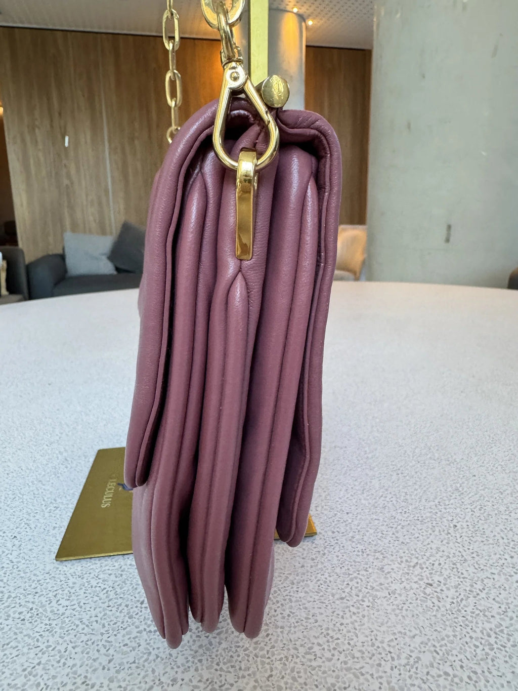 Miu Miu — Frame Shoulder Bag Mauve · Nappa Leather · Gold Hardware · Made in Turkey