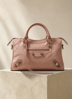 Balenciaga — Classic Work Bag Dusty Rose / Antique Rose · Aged Brass Giant Studs · Serial 173080 5741